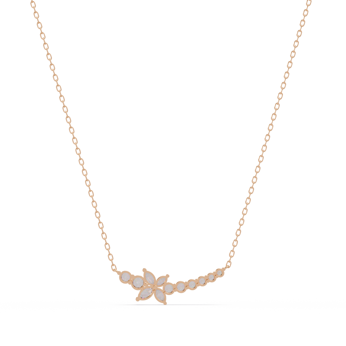 Floral Cluster Lab-Grown Diamond Necklace in White Gold - HIGHCARAT DIAMONDS