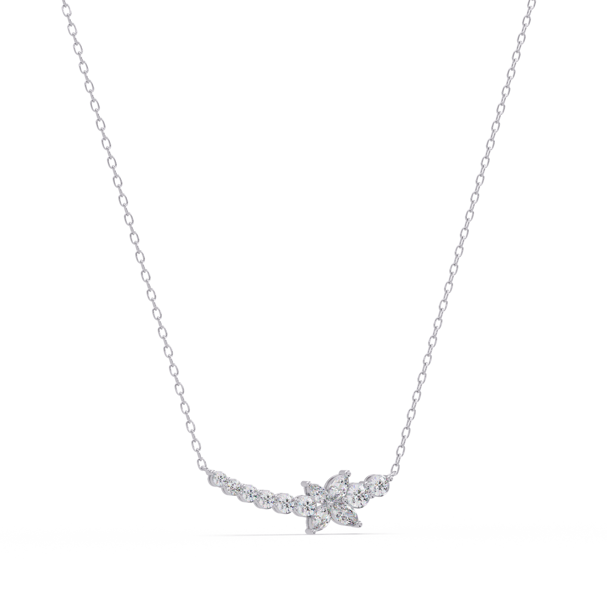 Floral Cluster Lab-Grown Diamond Necklace in White Gold - HIGHCARAT DIAMONDS