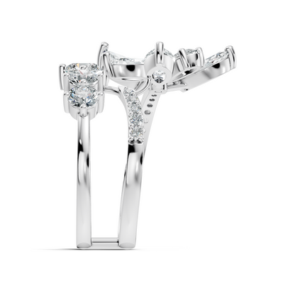 2.92Ct Pear, Marquise and Round Cut Lab Grown Diamond Elegant Delicate Vintage Cluster Wedding Ring For Her - HIGHCARAT DIAMONDS
