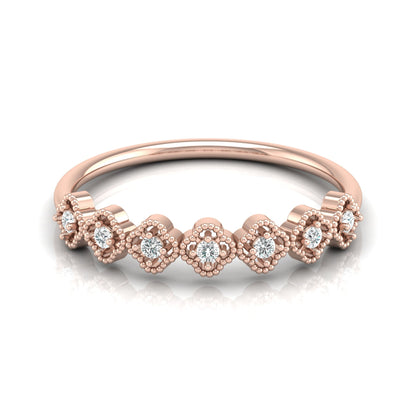 Floral Half Eternity Diamond Ring For Her Lab Or Natural Diamond Ring In 18K Solid Gold - HIGHCARAT DIAMONDS