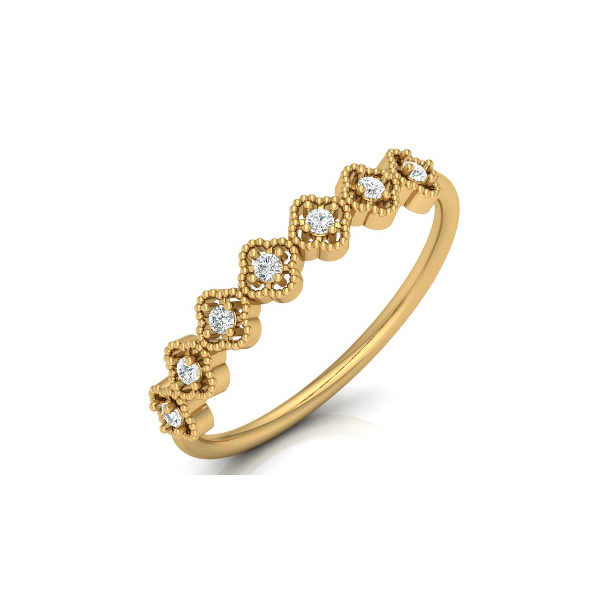Floral Half Eternity Diamond Ring For Her Lab Or Natural Diamond Ring In 18K Solid Gold - HIGHCARAT DIAMONDS