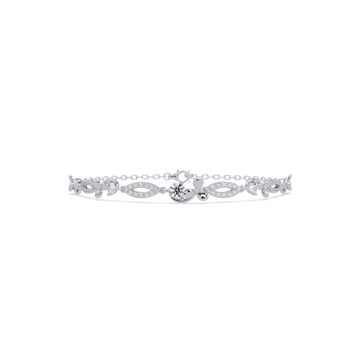 Floral Lab grown Diamond Link Gold Bracelet - HIGHCARAT DIAMONDS