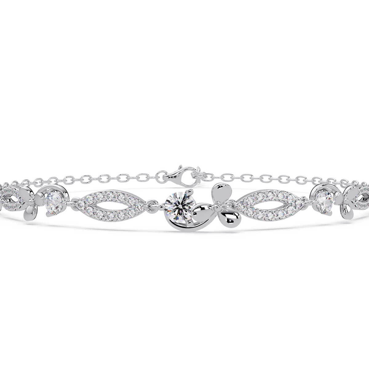 Floral Lab grown Diamond Link Gold Bracelet - HIGHCARAT DIAMONDS