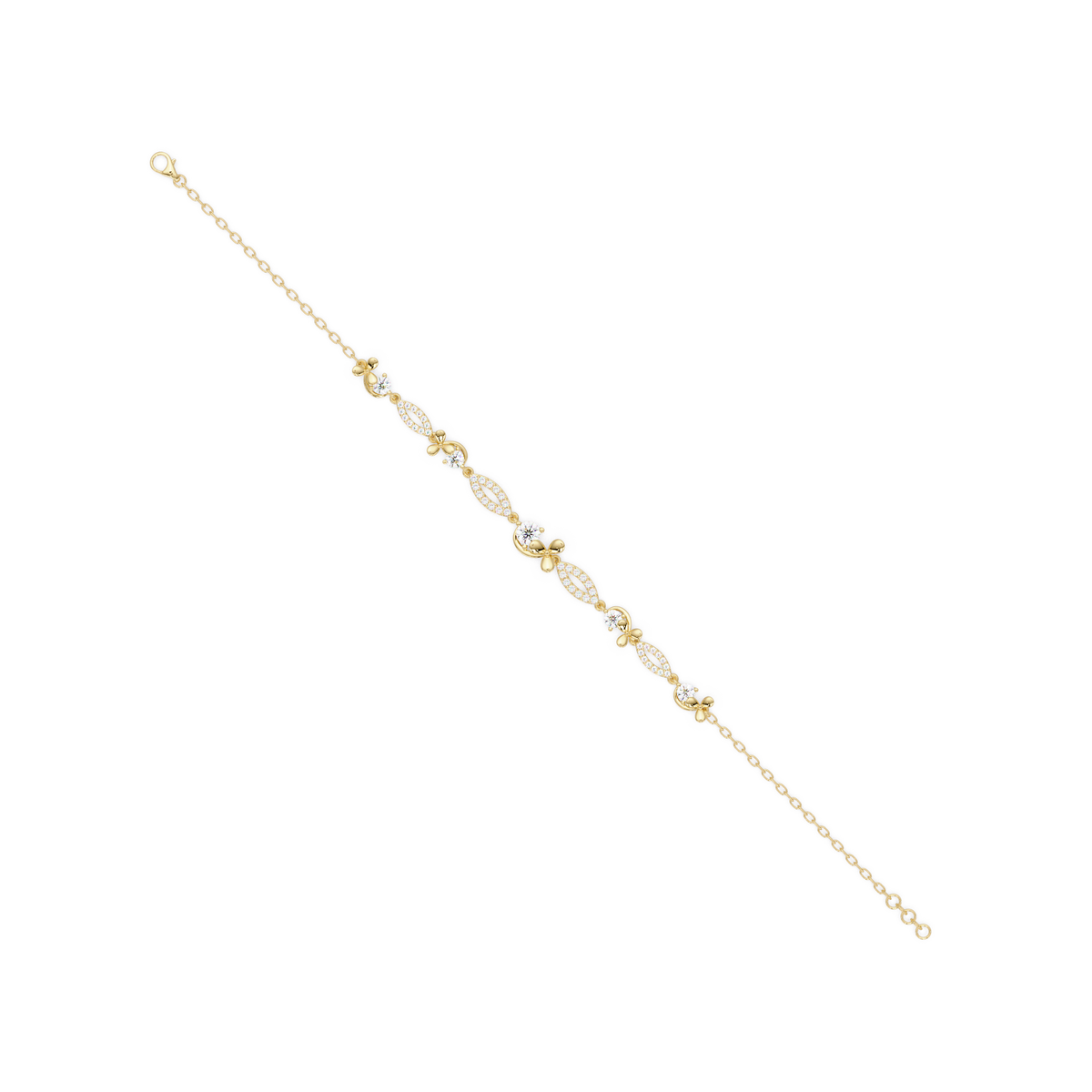 Floral Lab grown Diamond Link Gold Bracelet - HIGHCARAT DIAMONDS