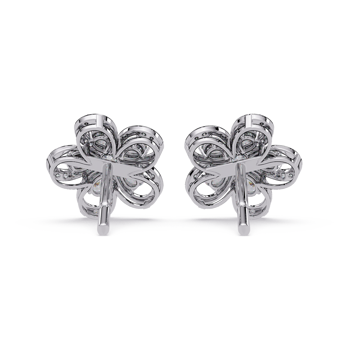 Floral Loop Lab Grown Diamond Stud Earrings with Pear Accents - HIGHCARAT DIAMONDS