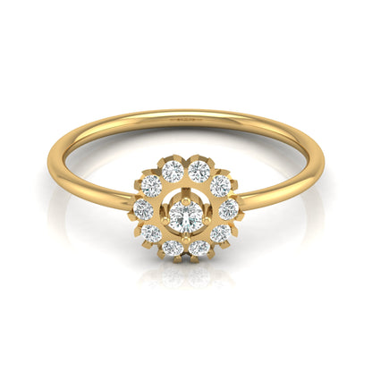 Floral Round Cut Lab-Grown Diamond Halo Promise Ring - HIGHCARAT DIAMONDS