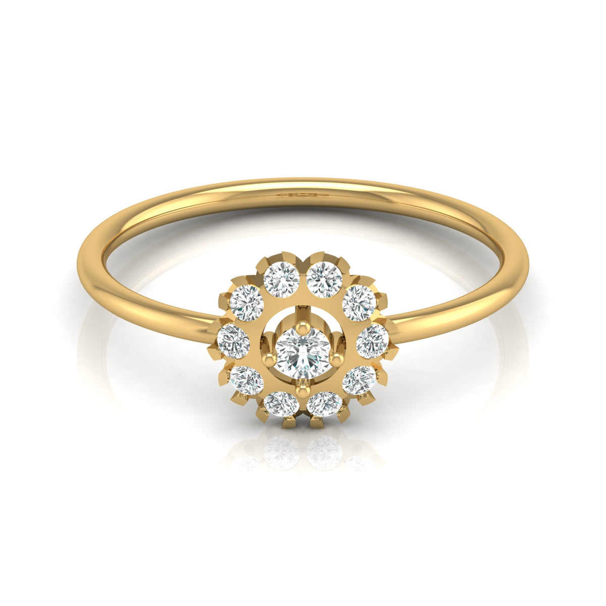 Floral Round Cut Lab-Grown Diamond Halo Promise Ring - HIGHCARAT DIAMONDS