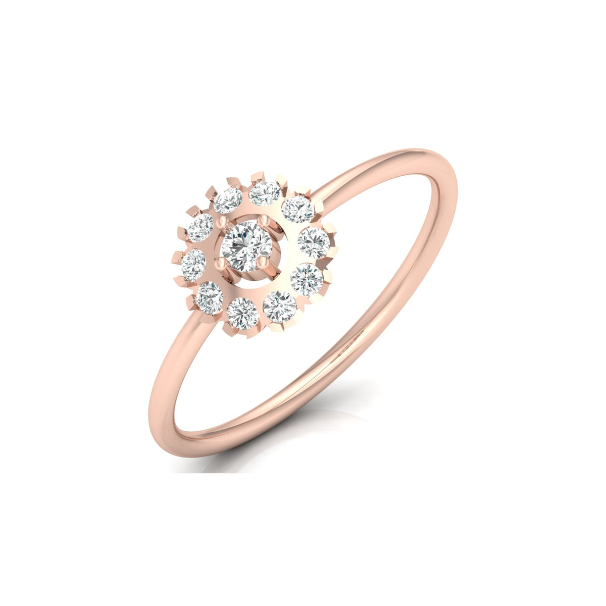 Floral Round Cut Lab-Grown Diamond Halo Promise Ring - HIGHCARAT DIAMONDS