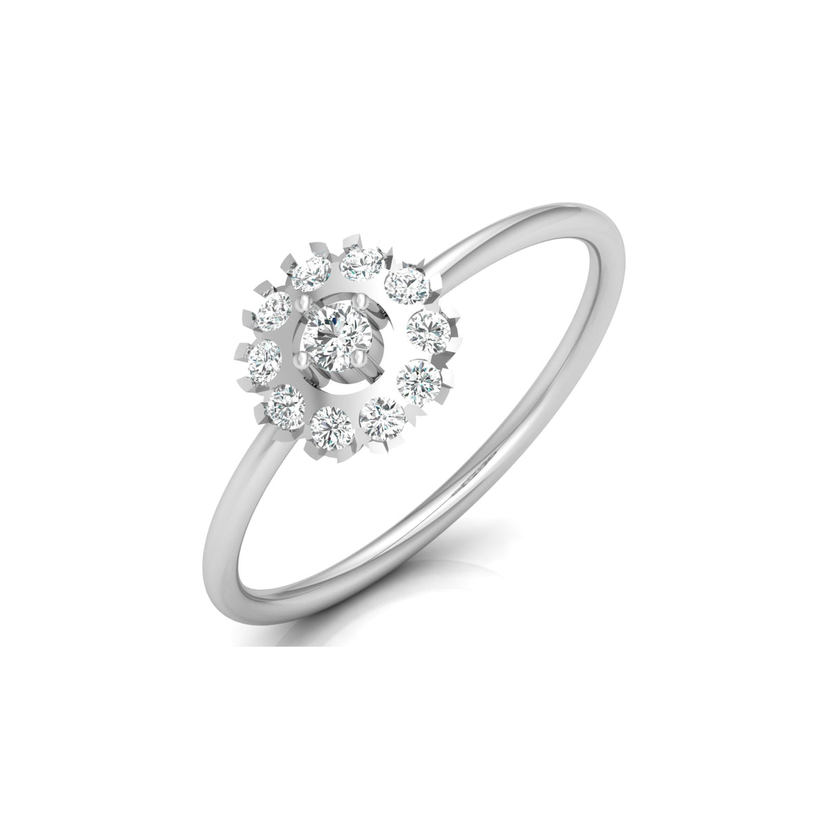 Floral Round Cut Lab-Grown Diamond Halo Promise Ring - HIGHCARAT DIAMONDS