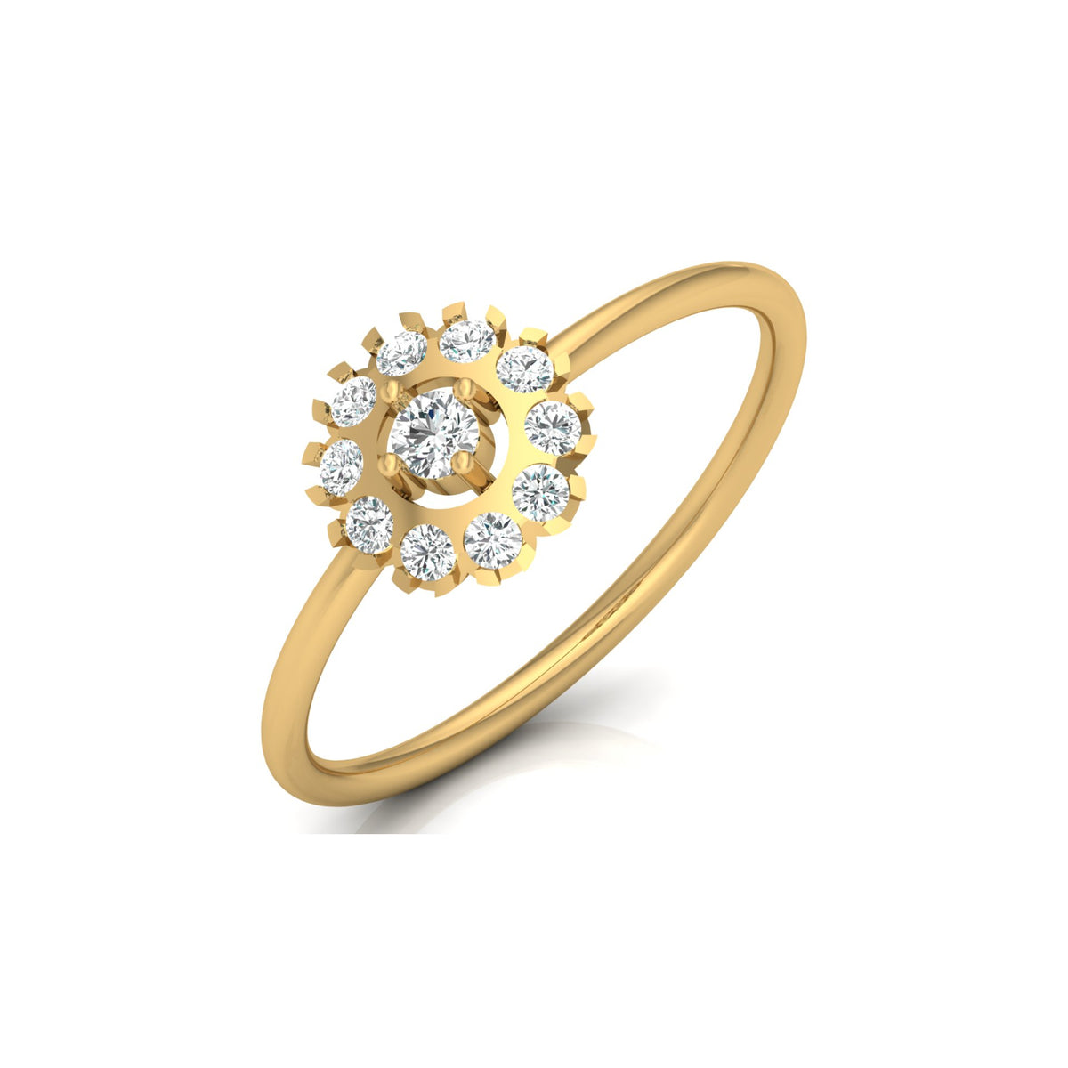 Floral Round Cut Lab-Grown Diamond Halo Promise Ring - HIGHCARAT DIAMONDS