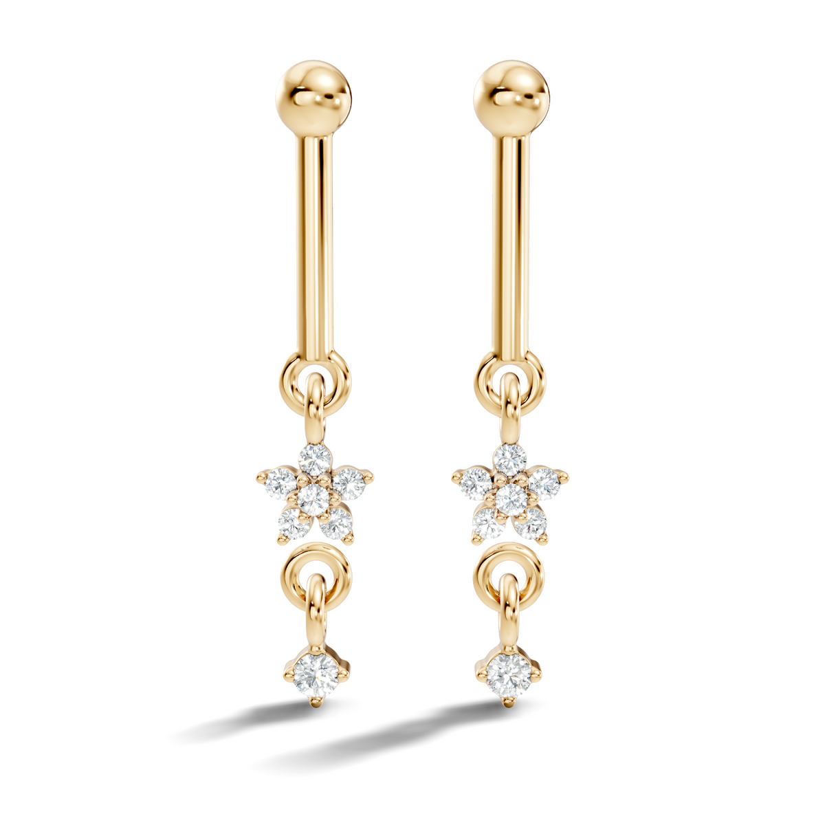 18k Solid Gold Round Shape Natural & Lab Grown Diamond New Classic Studs Women Diamond Earrings - HIGHCARAT DIAMONDS