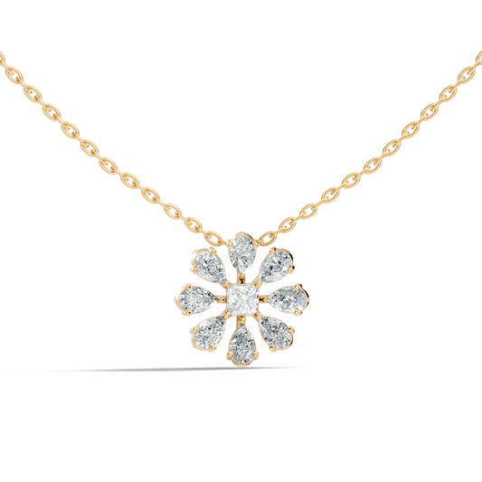 10k Solid White Gold 3.006 Ct Princess-Pear Shape Lab Grown-Natural Diamond Unique Look Diamond Pendant - HIGHCARAT DIAMONDS