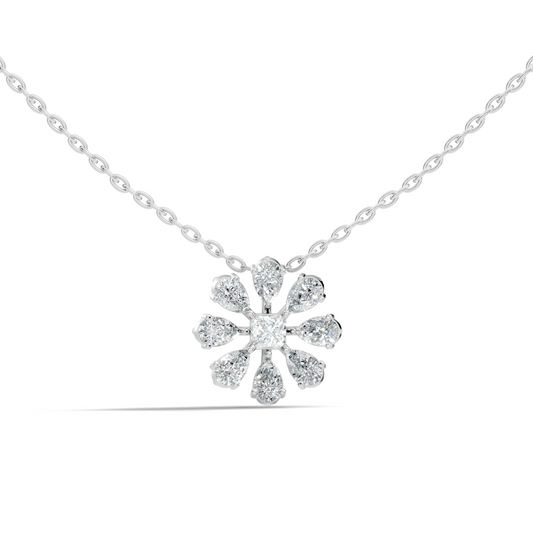 10k Solid White Gold 3.006 Ct Princess-Pear Shape Lab Grown-Natural Diamond Unique Look Diamond Pendant - HIGHCARAT DIAMONDS