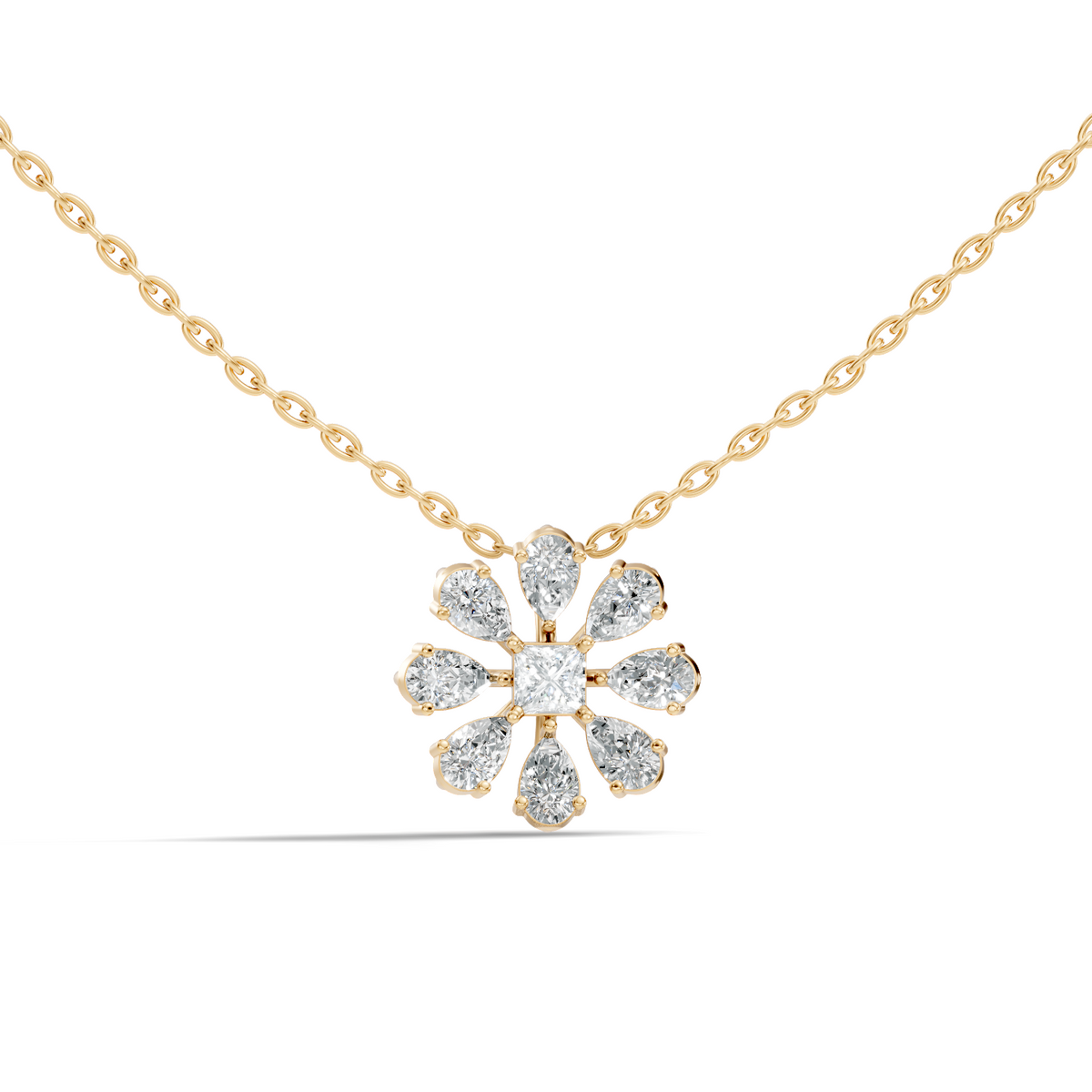 10k Solid White Gold 3.006 Ct Princess-Pear Shape Lab Grown-Natural Diamond Unique Look Diamond Pendant - HIGHCARAT DIAMONDS