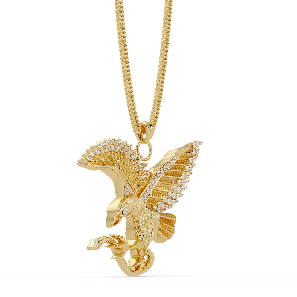 Flying Eagle Statement Lab Diamond Pendant Necklace - HIGHCARAT DIAMONDS