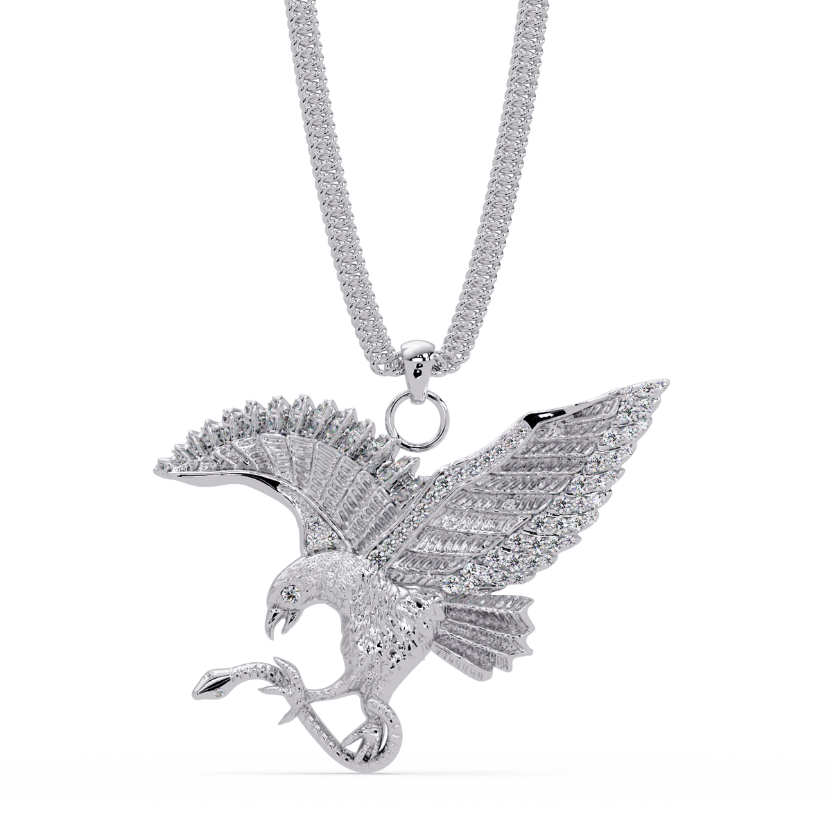 Flying Eagle Statement Lab Diamond Pendant Necklace - HIGHCARAT DIAMONDS