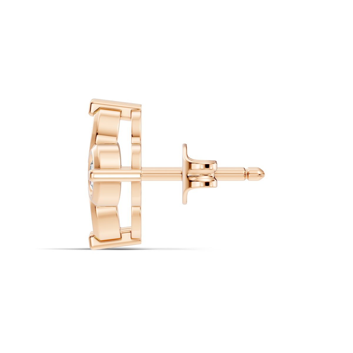 Luxury 14K Labgrown Gold Diamond Stud Earrings Four-Stone Round Bezel Set Cluster Style - HIGHCARAT DIAMONDS