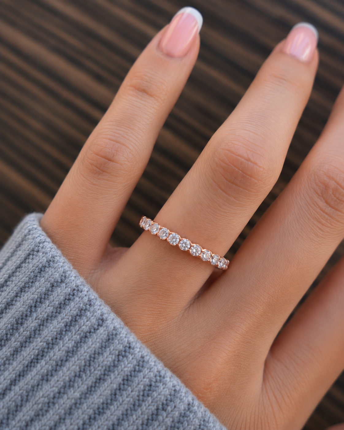 Round Lab-Grown Diamond Bezel Set Full Eternity Wedding Band Ethical & Elegant - HIGHCARAT DIAMONDS