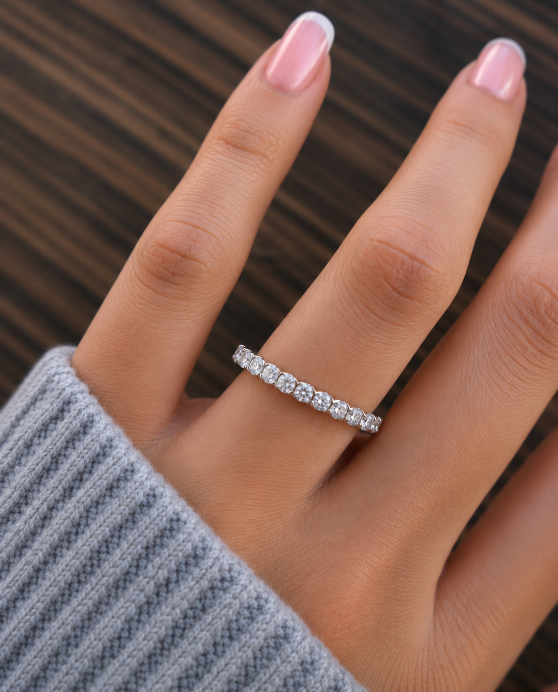 Round Lab-Grown Diamond Bezel Set Full Eternity Wedding Band Ethical & Elegant - HIGHCARAT DIAMONDS