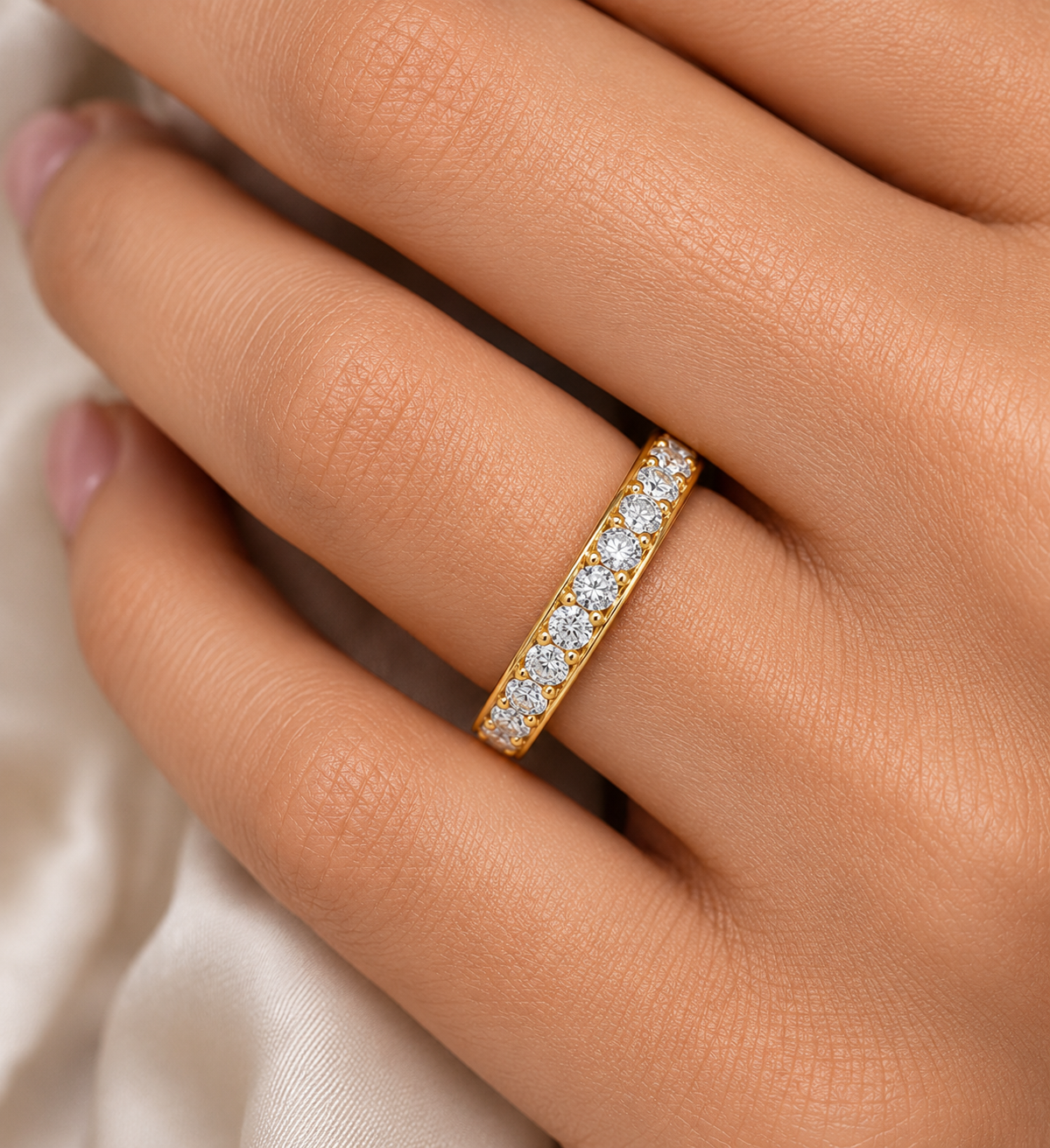 Full Eternity Round Shaped Lab Grown Wedding Band - HIGHCARAT DIAMONDS