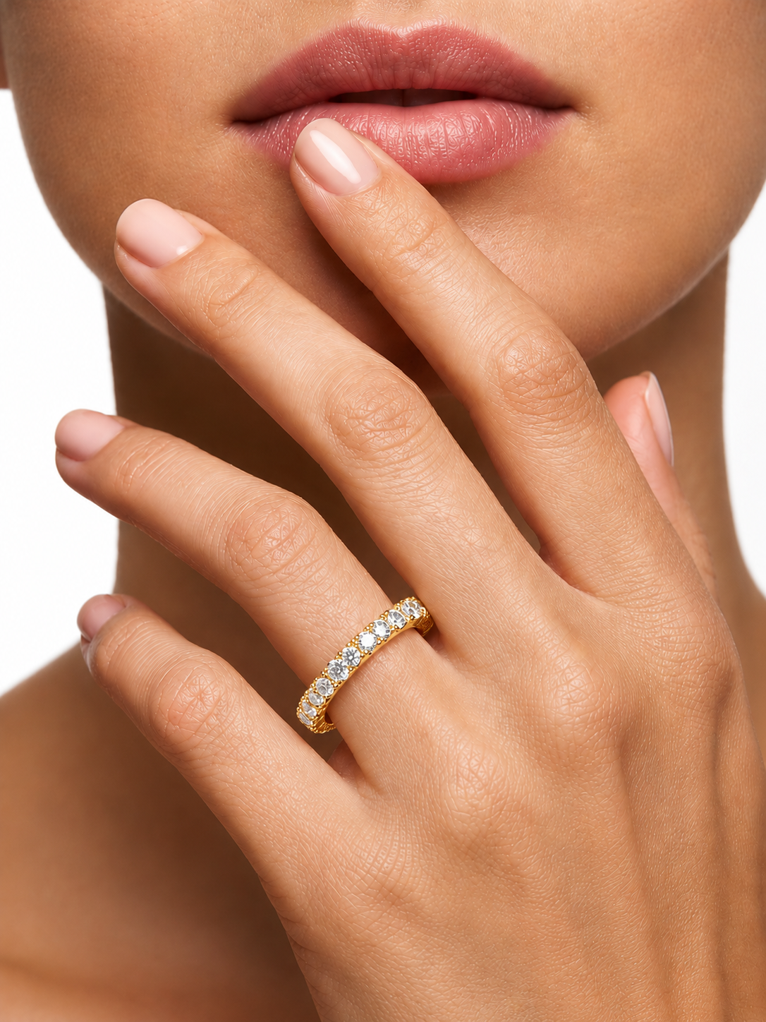 Full Eternity Wedding Band, Yellow Gold Stackable Bridal Matching Band For Her - HIGHCARAT DIAMONDS
