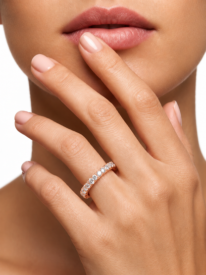 Full Eternity Wedding Band, Yellow Gold Stackable Bridal Matching Band For Her - HIGHCARAT DIAMONDS
