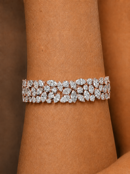 Lab Grown Diamond Round Pear & Marquise Cut Gold Tennis Bracelet
