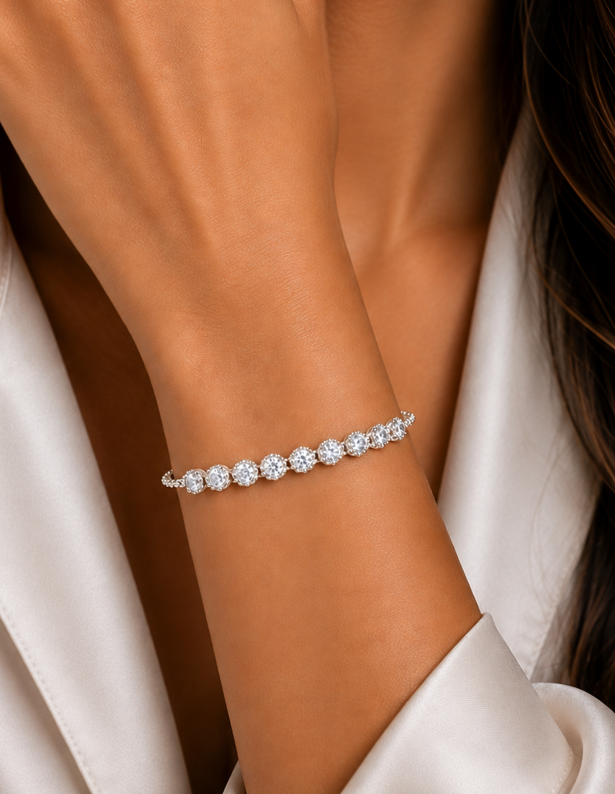 Round Cut Lab Grown Diamond Tennis Classic Bracelet