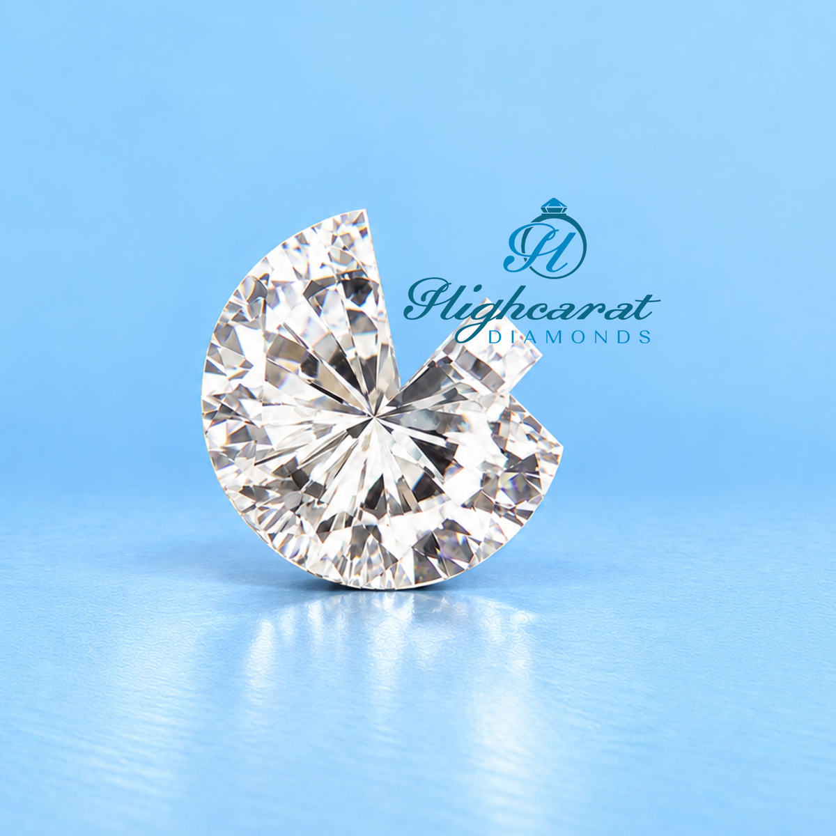 Unique G letter shape lab grown diamond front view