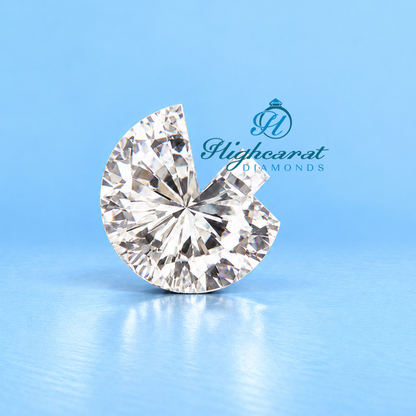 Unique G letter shape lab grown diamond front view