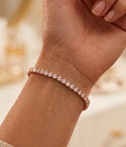 Round Cut Lab Grown Prong Set Tennis Diamond Bracelet