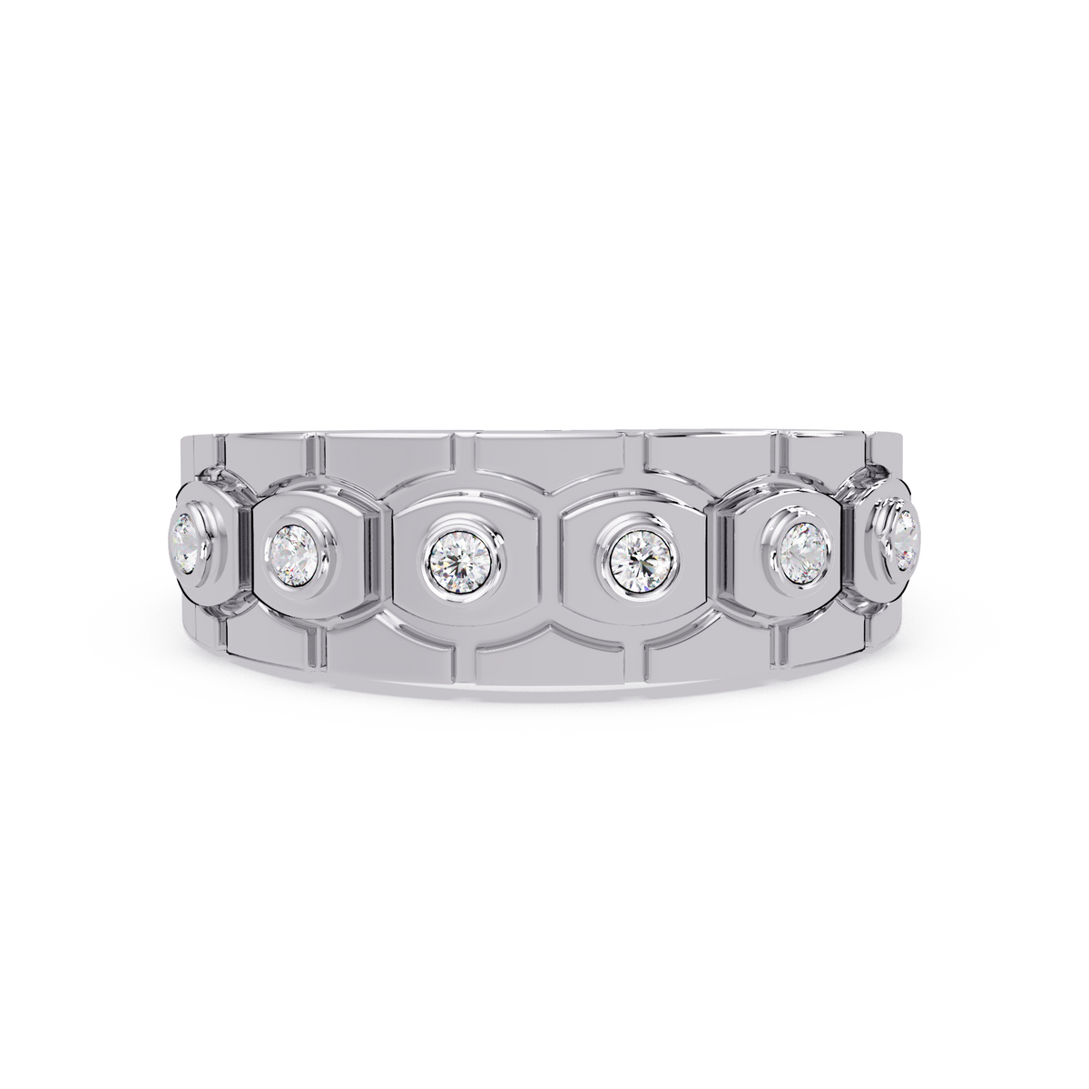 Geometric Bezel Set Lab grown Diamond Band Ring - HIGHCARAT DIAMONDS