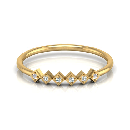 Geometric Diamond Band Ring For Women's Modern Square-Set Round Diamond Ring In 14K Solid Gold - HIGHCARAT DIAMONDS