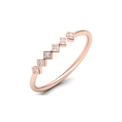 Geometric Diamond Band Ring For Women's Modern Square-Set Round Diamond Ring In 14K Solid Gold - HIGHCARAT DIAMONDS
