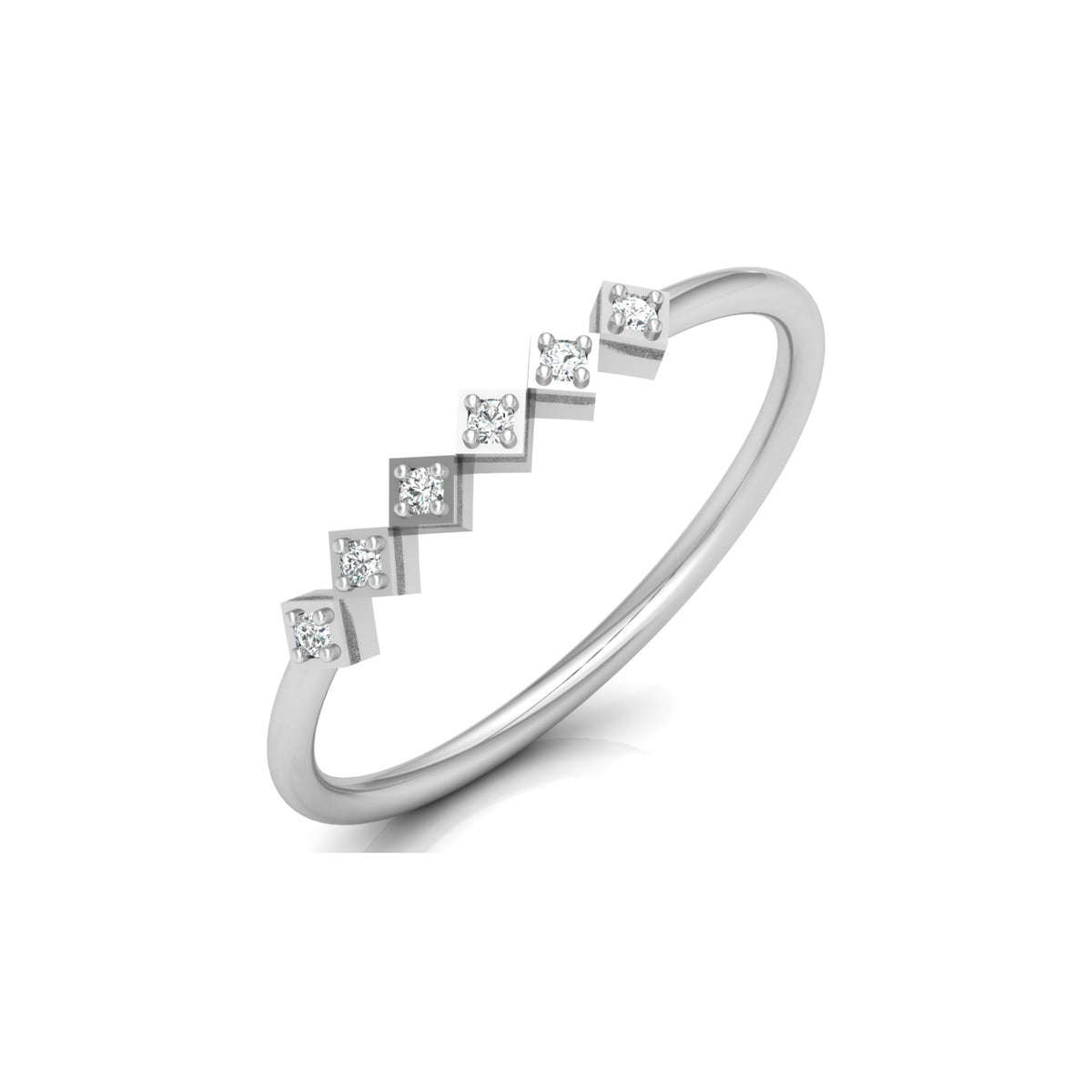 Geometric Diamond Band Ring For Women's Modern Square-Set Round Diamond Ring In 14K Solid Gold - HIGHCARAT DIAMONDS