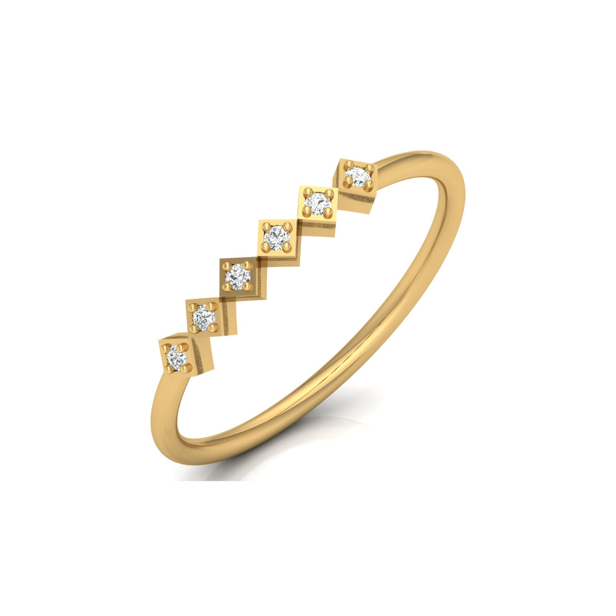 Geometric Diamond Band Ring For Women's Modern Square-Set Round Diamond Ring In 14K Solid Gold - HIGHCARAT DIAMONDS