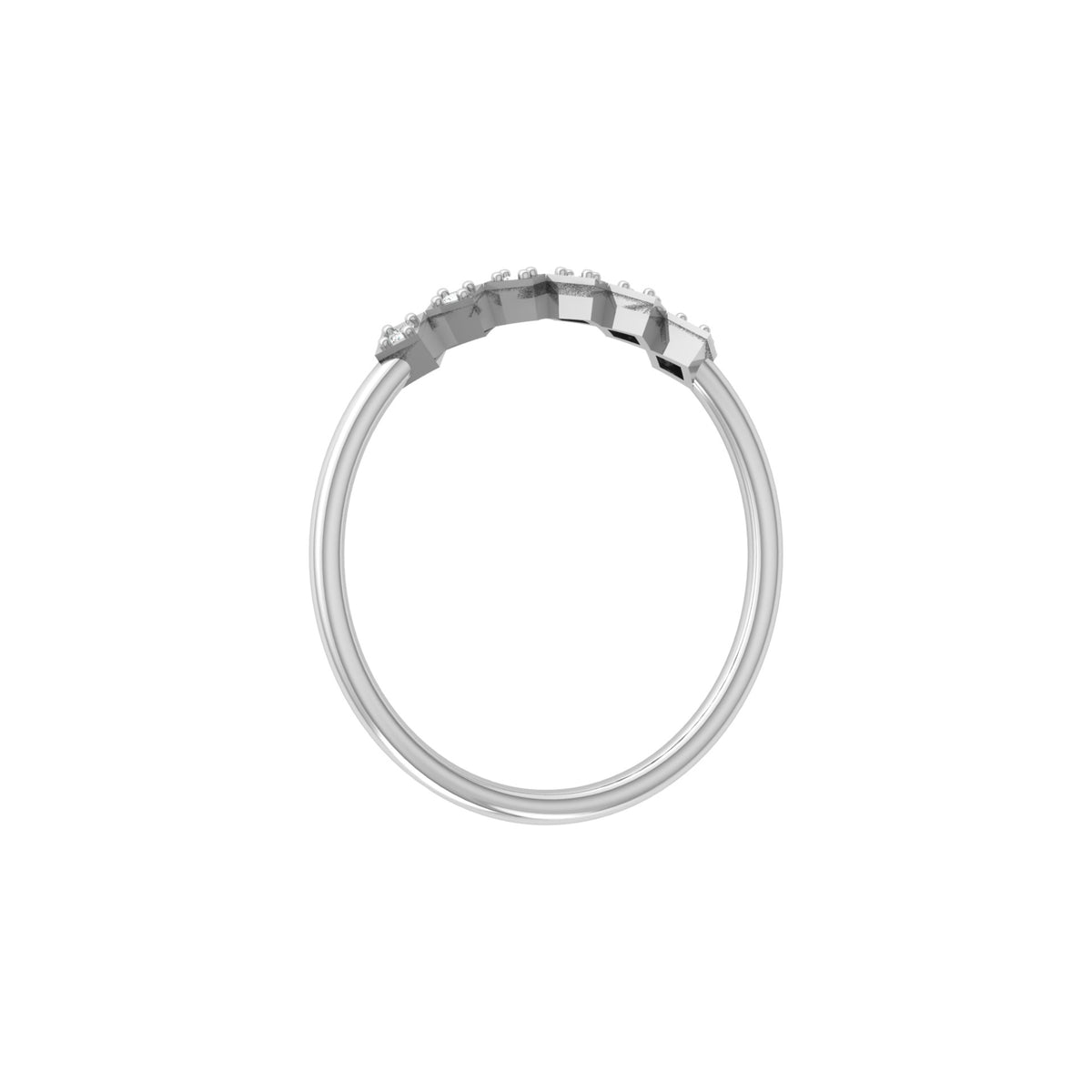 Geometric Diamond Band Ring For Women's Modern Square-Set Round Diamond Ring In 14K Solid Gold - HIGHCARAT DIAMONDS