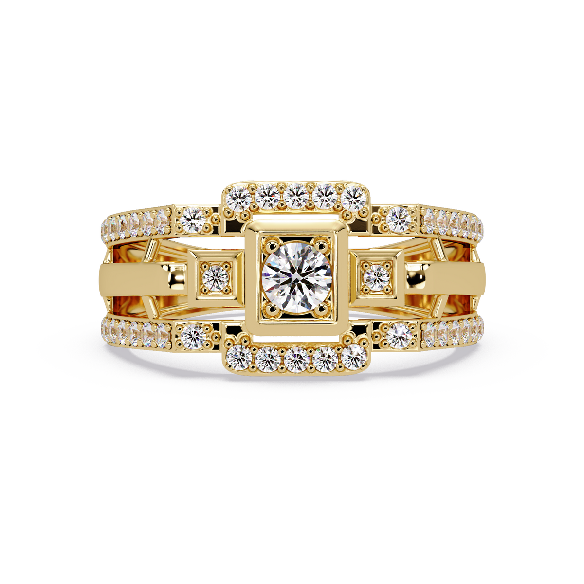 Geometric Lab Grown Diamond Open Band Men's Ring - HIGHCARAT DIAMONDS
