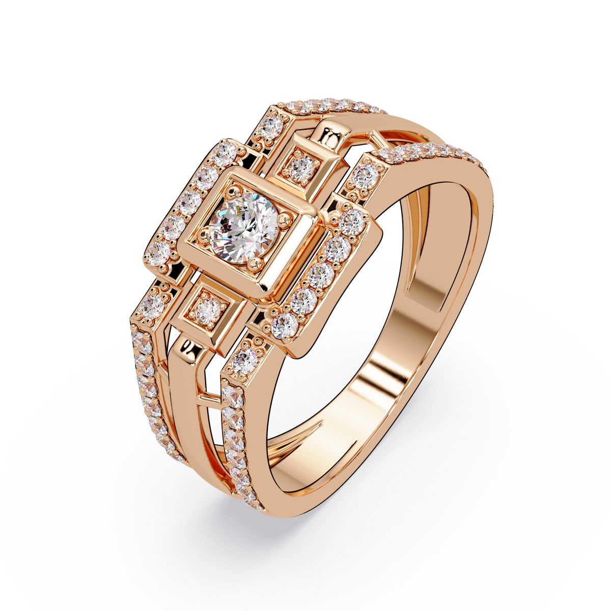 Geometric Lab Grown Diamond Open Band Men's Ring - HIGHCARAT DIAMONDS