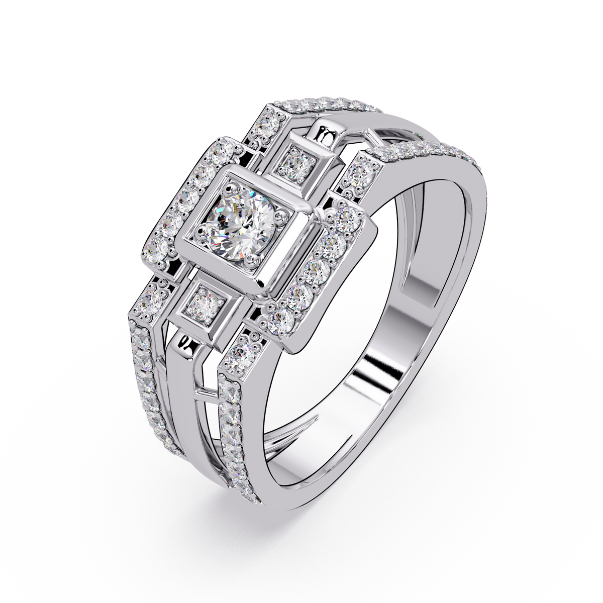 Geometric Lab Grown Diamond Open Band Men's Ring - HIGHCARAT DIAMONDS