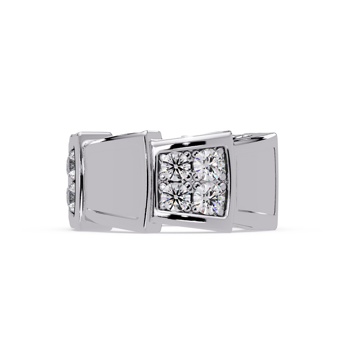 Geometric Lab Grown Diamond Square Cluster Men's Ring - HIGHCARAT DIAMONDS