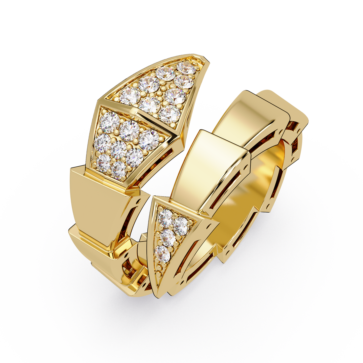 Geometric Lab Grown Diamond Triangular Pave Wrap Men's Ring - HIGHCARAT DIAMONDS