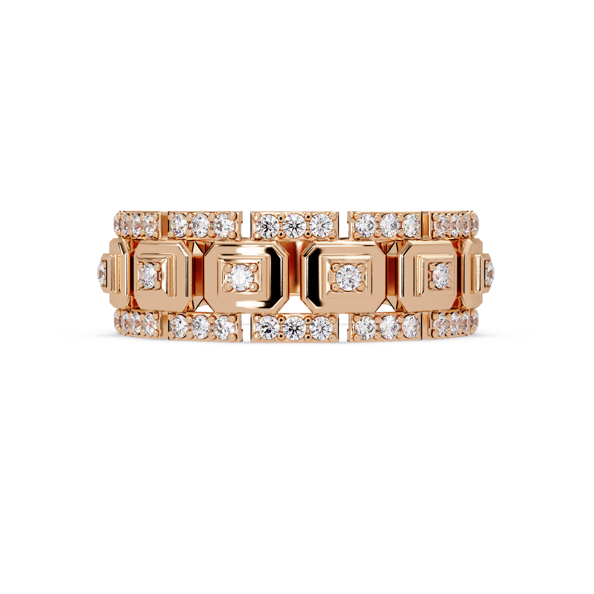 Geometric Lab Grown Diamond Wide Band Ring - HIGHCARAT DIAMONDS