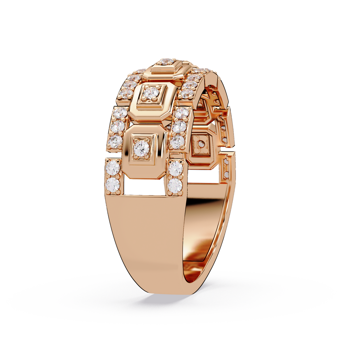 Geometric Lab Grown Diamond Wide Band Ring - HIGHCARAT DIAMONDS