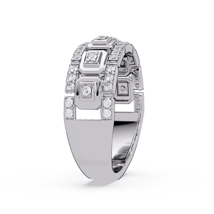 Geometric Lab Grown Diamond Wide Band Ring - HIGHCARAT DIAMONDS