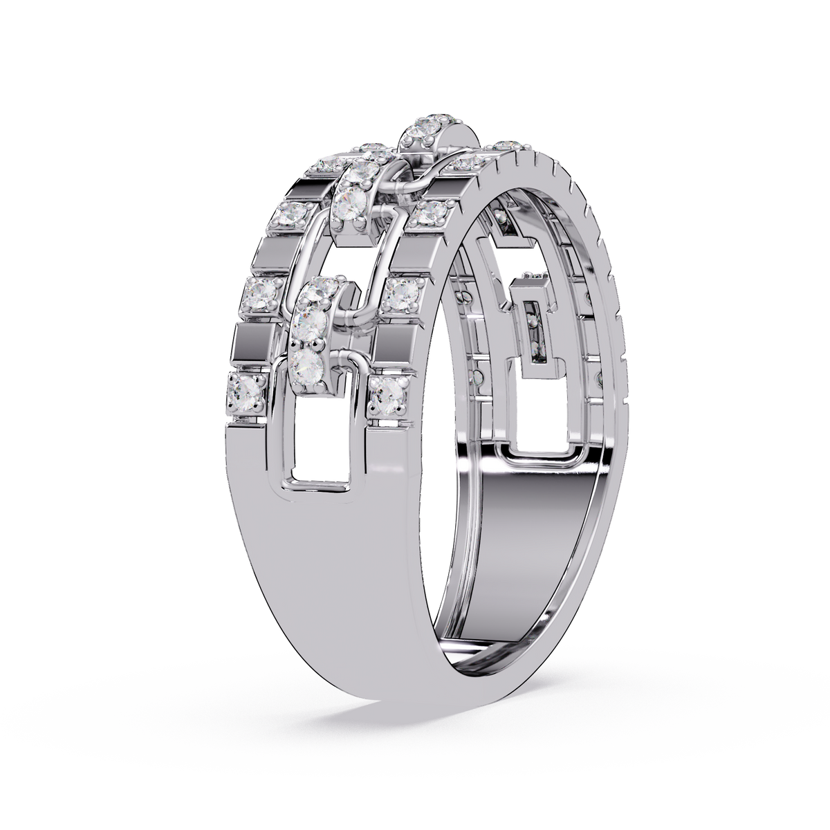Geometric Link Lab Grown Diamond Band Ring - HIGHCARAT DIAMONDS