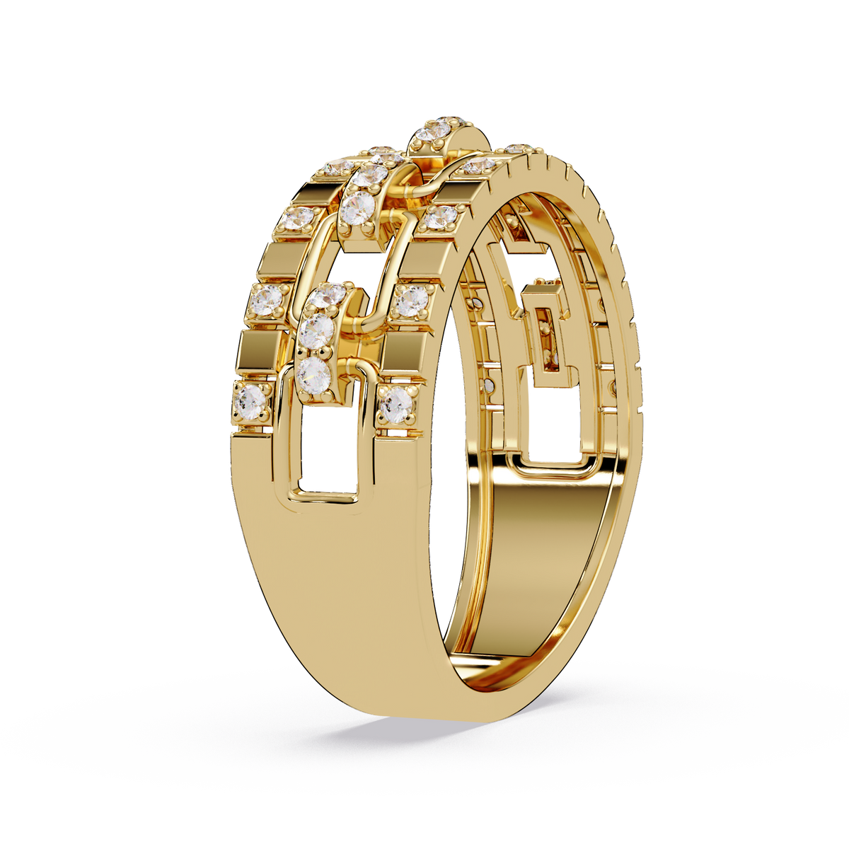 Geometric Link Lab Grown Diamond Band Ring - HIGHCARAT DIAMONDS