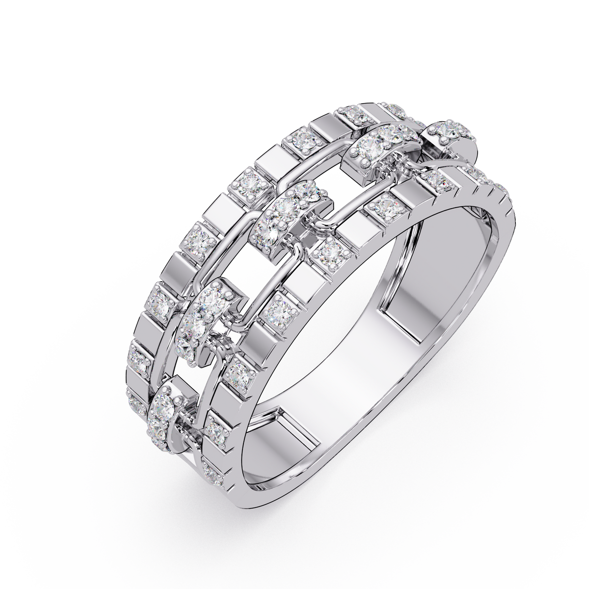 Geometric Link Lab Grown Diamond Band Ring - HIGHCARAT DIAMONDS