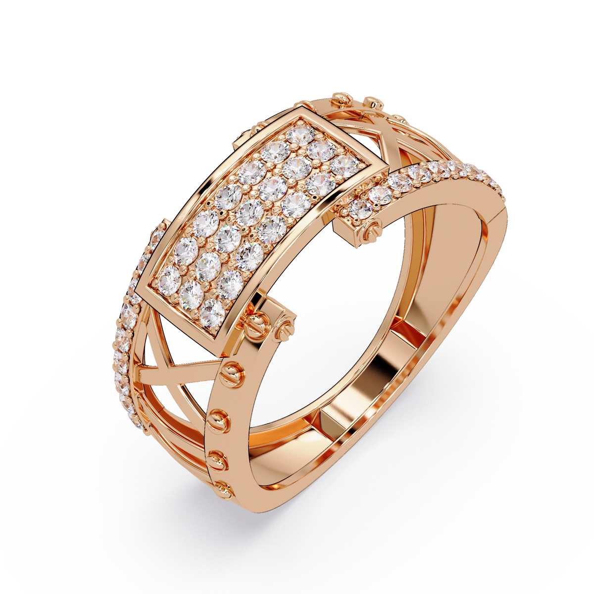 Geometric Pavé Lab Grown Diamond Statement Ring - HIGHCARAT DIAMONDS