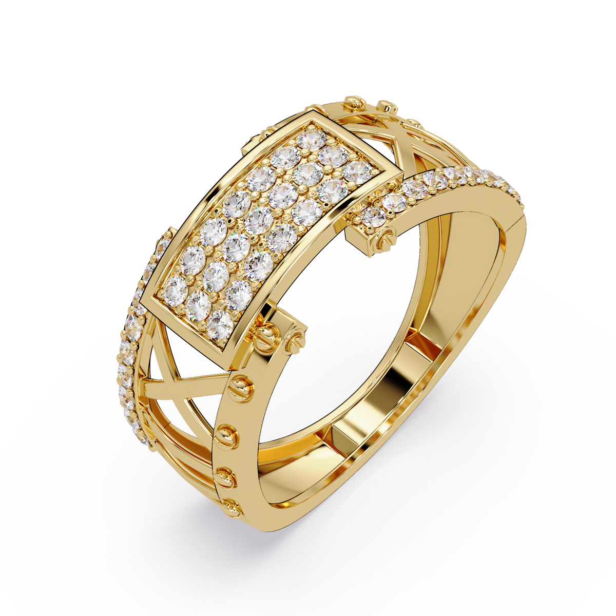 Geometric Pavé Lab Grown Diamond Statement Ring - HIGHCARAT DIAMONDS